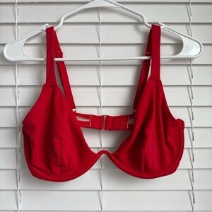 36DD Shade & Shore Red Bikini Top with Underwire and Adjustable Straps and Band